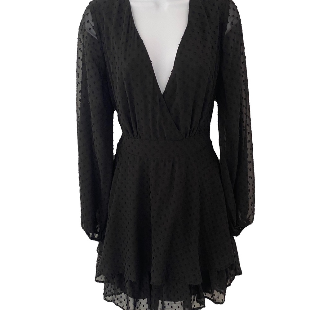 Jessica Simpson Black Plunge Fit and Flare Dress